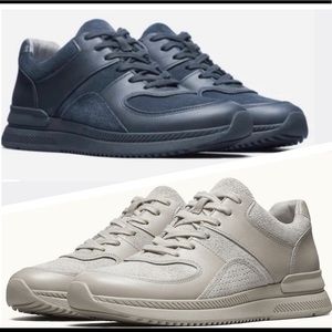2 PAIRS Everlane The Trainer Gray Navy Recycled Leather and Rubber Minimalist